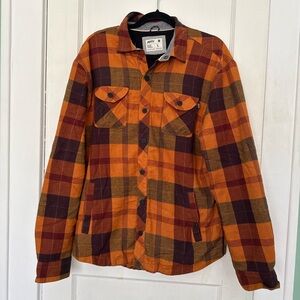 Men's Casual Button Down Plaid Shirt - Orange and Brown